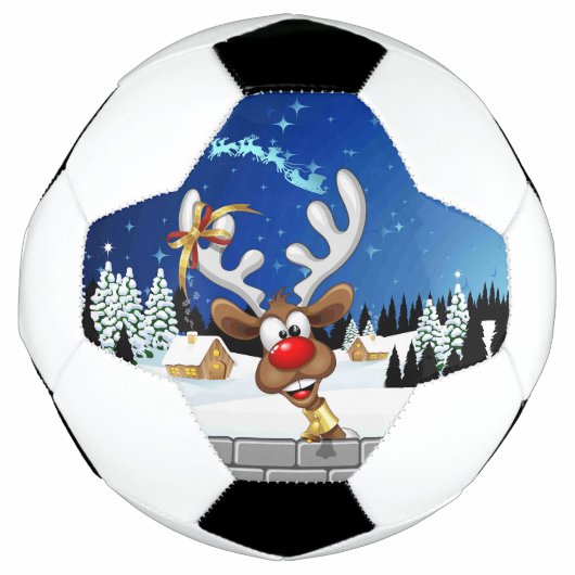 面白いトナカイの覗き見クリスマス・ミーム サッカーボール (正面)