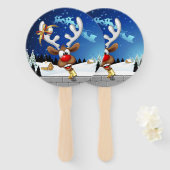 面白いトナカイの覗き見クリスマス・ミーム ハンドファン (正面&裏面)