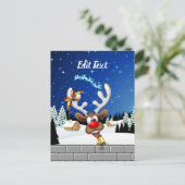 面白いトナカイの覗き見クリスマス・ミーム ポストカード (スタンド正面)