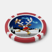 面白いトナカイの覗き見クリスマス・ミーム ポーカーチップ (シングル)