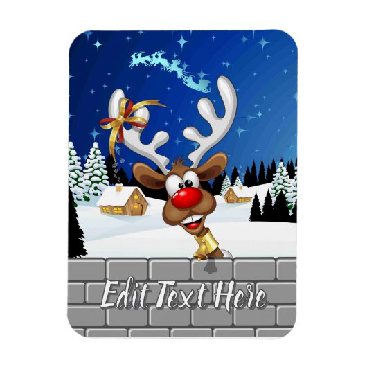 面白いトナカイの覗き見クリスマス・ミーム マグネット (縦)