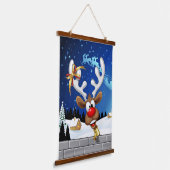 面白いトナカイの覗き見クリスマス・ミーム 吊り下げ型タペストリー (傾斜あり)