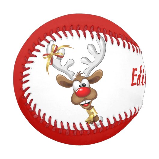 面白いトナカイの覗き見クリスマス・ミーム 野球ボール (正面左)