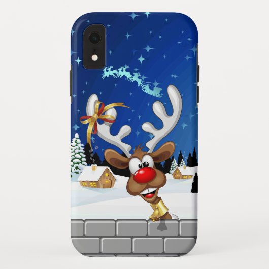 面白いトナカイの覗き見クリスマス・ミーム Case-Mate iPhoneケース (裏面)