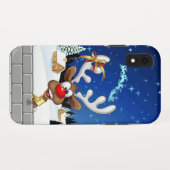 面白いトナカイの覗き見クリスマス・ミーム Case-Mate iPhoneケース (裏面(横))