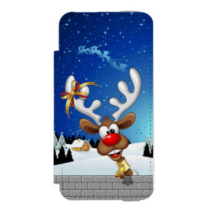 面白いトナカイの覗き見クリスマス・ミーム iPhone SE/5/5sウォレットケース