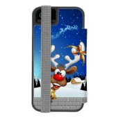面白いトナカイの覗き見クリスマス・ミーム INCIPIO iPhoneウォレットケース (フォリオ裏面)