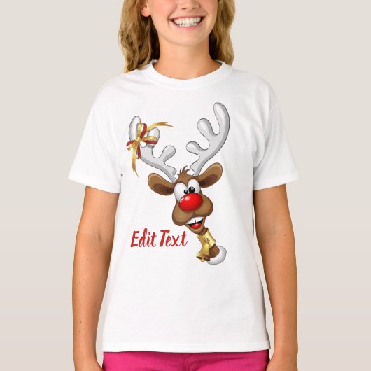 面白いトナカイの覗き見クリスマス・ミーム Tシャツ (正面)