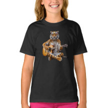 面白いトラのロックスターキッズTシャツ