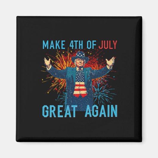 面白いトランプが4日7日を再び偉大な花火にしよう マグネット (正面)