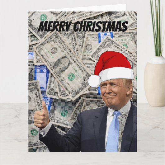 面白いトランプのクリスマスカード、2000ドル カード (正面)