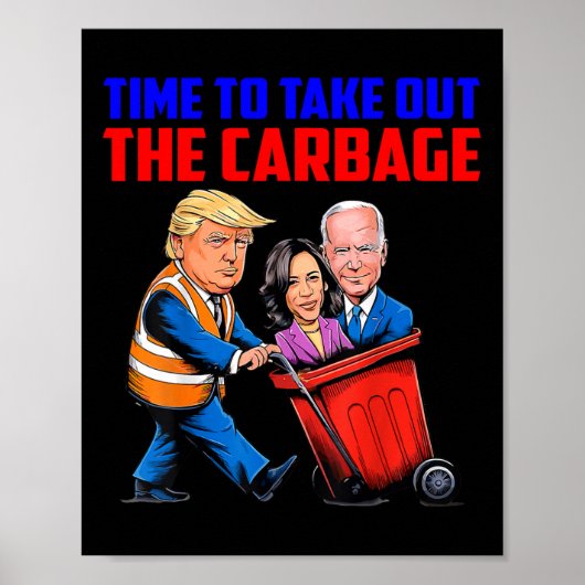 面白いトランプのゴミの日 ゴミを出せ ポスター (正面)