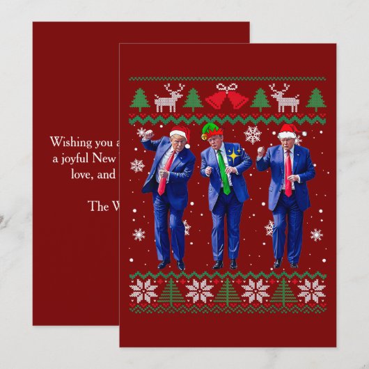 面白いトランプサンタダンスクリスマスカード シーズンカード (正面/裏面)