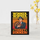 面白いトランプ勝利勝利七面鳥の夕食感謝祭 カード (黄色い花)