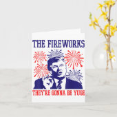 面白いトランプ氏の名言 花火 7月4日 カード (黄色い花)