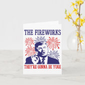 面白いトランプ氏の名言 花火 7月4日 カード (黄色い花)