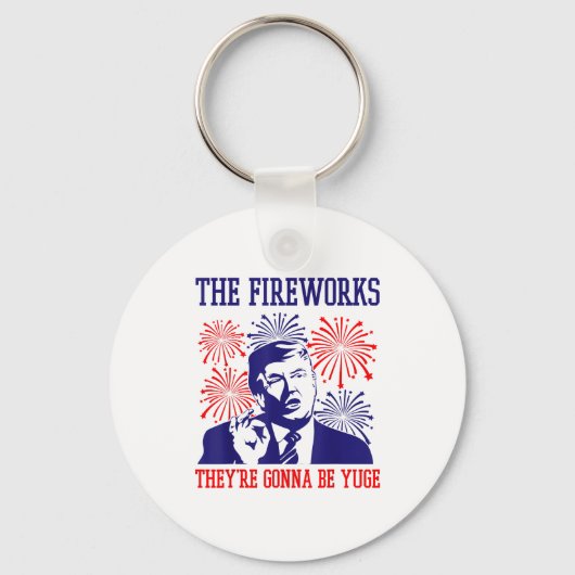 面白いトランプ氏の名言 花火 7月4日 キーホルダー (正面)