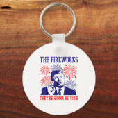 面白いトランプ氏の名言 花火 7月4日 キーホルダー (正面)