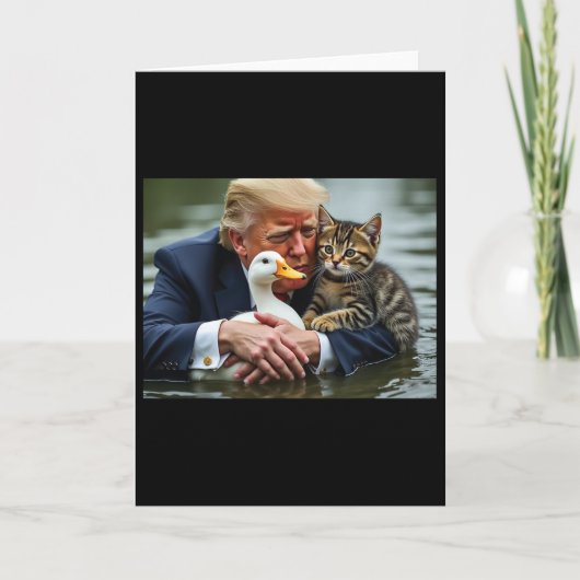 面白いトランプ猫とアヒルのミーム クリスマス ハロウィン カード (正面)