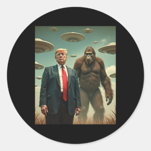 面白いトランプ ビッグフット UFO エイリアン遭遇 UAP 友達 ラウンドシール