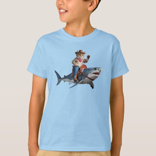 面白いトラ猫サメキッズTシャツ Tシャツ (正面)