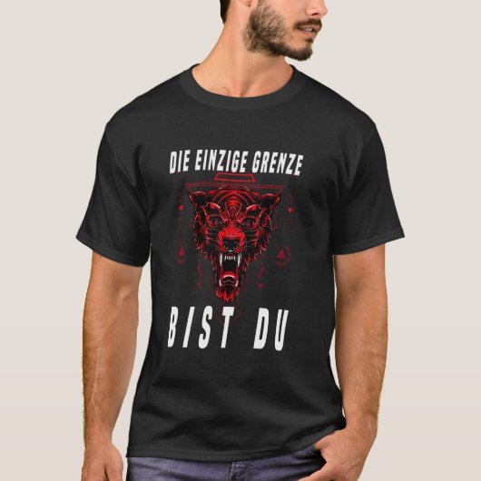 面白いトレーニング シングルボーダーウルフ 赤 Tシャツ (正面)