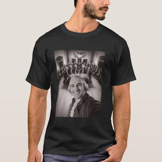 面白いトーマス・ジェファーソン・セルフィー独立宣言 Tシャツ (正面)