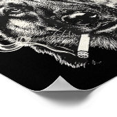 面白いドイツ牧羊犬のメモ - 犬が煙草を吸っている ポスター (角)