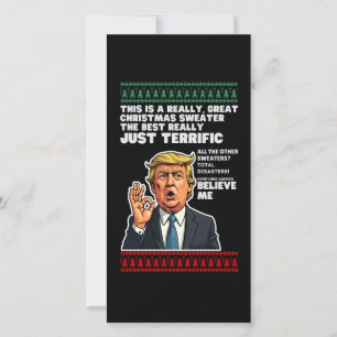 面白いドナルド・トランプのダサいクリスマススウェーターのパロディ