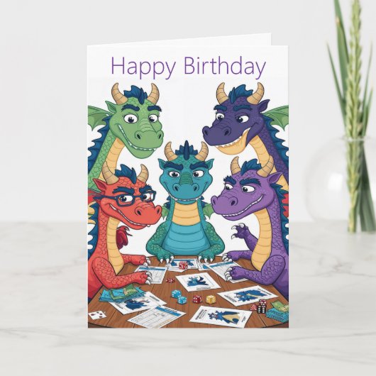 面白いドラゴンの誕生日カード カード (正面)