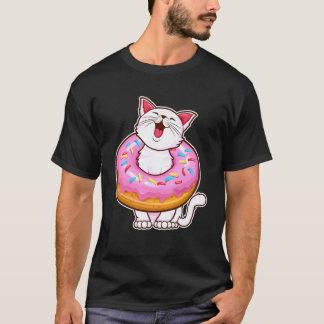 面白いドーナツ猫ドーナツ好き - ドーナツの中の可愛い猫 Tシャツ