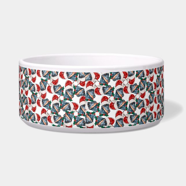 面白いドーベルマンの名前 クリスマスパターン ボウル (左)