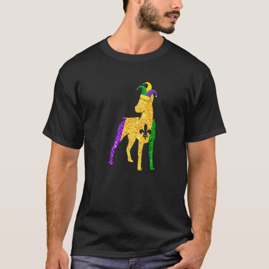 面白いドーベルマン犬好きかわいいマルディグラカーニバル Tシャツ (正面)