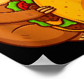 面白いナマケモノがタコスを抱きしめるメキシコ料理愛好家 シンコ ポスター (角)