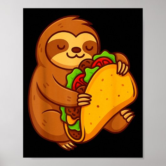 面白いナマケモノがタコスを抱きしめるメキシコ料理愛好家 シンコ ポスター (正面)