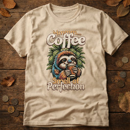 面白いナマケモノのコーヒー飲み手Tシャツ Tシャツ