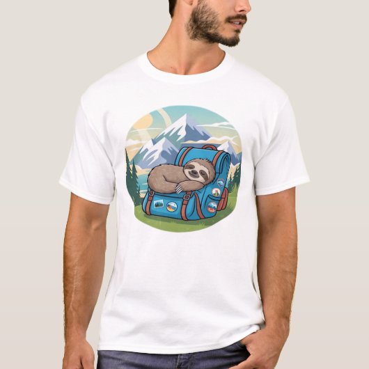 面白いナマケモノのハイキング オーバーサイズ Tシャツ (正面)