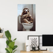 面白いナマケモノのバスルームアート ビンテージ トイレのユーモア ポスター (ホームオフィス)