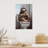 面白いナマケモノのバスルームアート ビンテージ トイレのユーモア ポスター (キッチン)