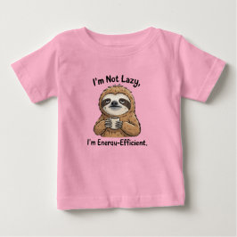 面白いナマケモノの子供Tシャツ – 私は怠け者じゃないよ。エネルギーを効率的に使ってるんだ ベビーTシャツ