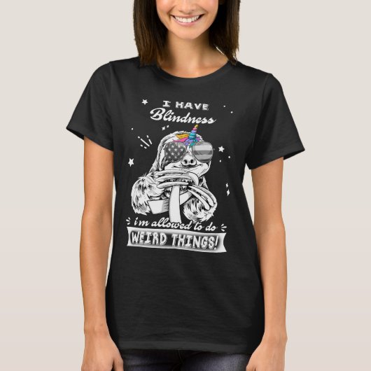 面白いナマケモノの盲目ウォリアー Tシャツ (正面)
