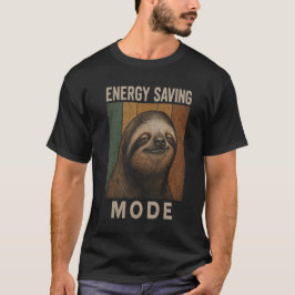 面白いナマケモノの省エネモード レトロデザイン Tシャツ
