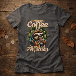 面白いナマケモノコーヒー飲みTシャツ Tシャツ