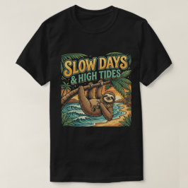 面白いナマケモノ パームビーチでのんびりTシャツグラフィック Tシャツ