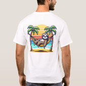 面白いナマケモノ ビーチバカ 男性Tシャツ Tシャツ (裏面)