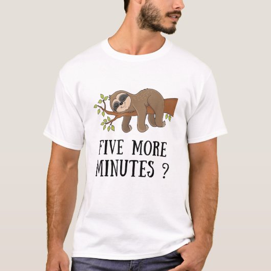 面白いナマケモノ 寝る時間はあと5分 パジャマ Tシャツ (正面)