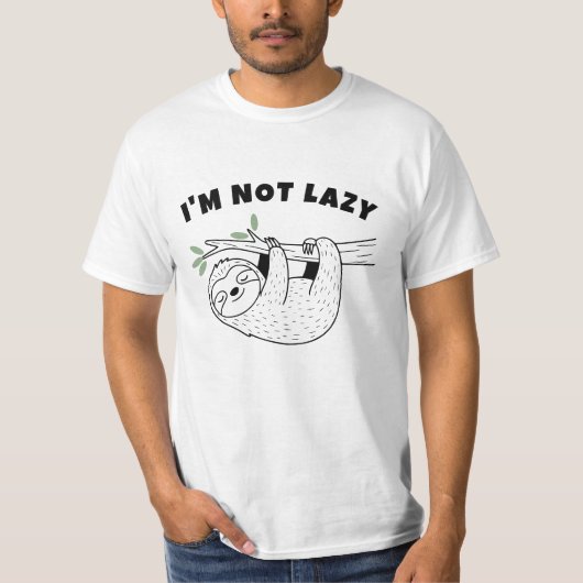 面白いナマケモノTシャツ、私は怠け者じゃない  Tシャツ (正面)
