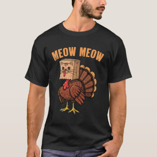 面白いニャーニャー猫の七面鳥の感謝祭のユーモア Tシャツ