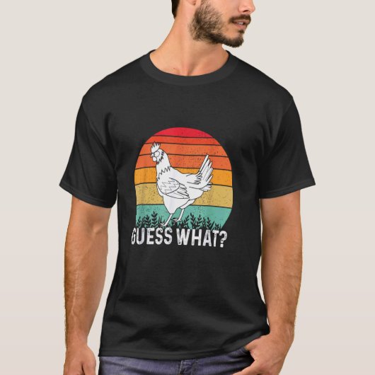 面白いニワトリのお尻の予想ゲーム Tシャツ (正面)