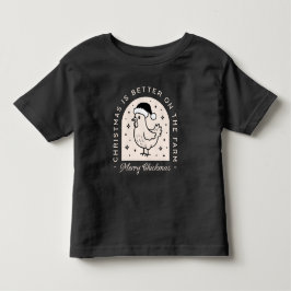 面白いニワトリのクリスマス農場の動物のパロディ トドラーTシャツ